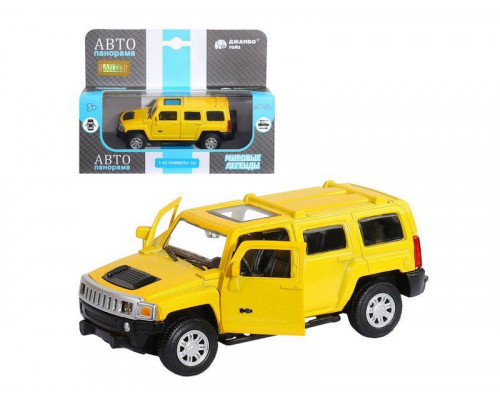 Машина АВТОПАНОРАМА Hummer H3, желтый, 1/43, инерция, в/к 17,5*12,5*6,5 см