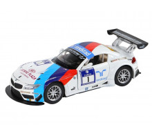 Машина "АВТОПАНОРАМА" BMW Z4 GT3, белый, 1/32, свет, звук, инерция, в/к 17,5*13,5*9 см