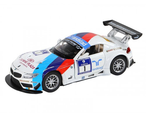 Машина АВТОПАНОРАМА BMW Z4 GT3, белый, 1/32, свет, звук, инерция, в/к 17,5*13,5*9 см