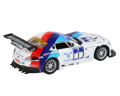 Машина АВТОПАНОРАМА BMW Z4 GT3, белый, 1/32, свет, звук, инерция, в/к 17,5*13,5*9 см