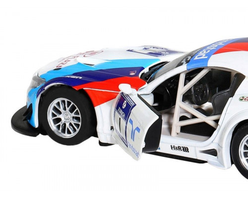 Машина АВТОПАНОРАМА BMW Z4 GT3, белый, 1/32, свет, звук, инерция, в/к 17,5*13,5*9 см