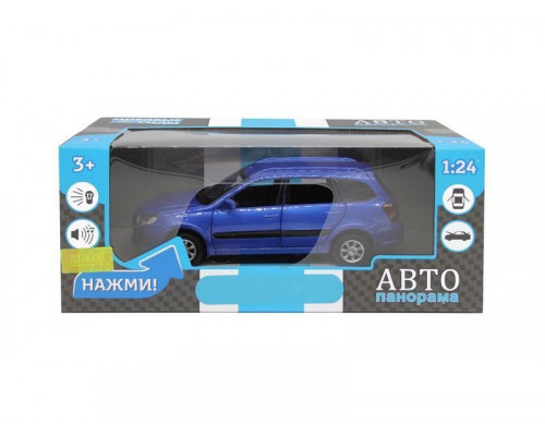 Машина АВТОПАНОРАМА LADA GRANTA CROSS, синий, 1/24, свет, звук, инерция, в/к 24,5*12,5*10,5 см