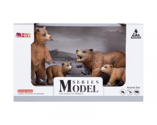 Набор фигурок животных MASAI MARA MM201-002 серии Мир диких животных: Семья медведей, 4 пр.