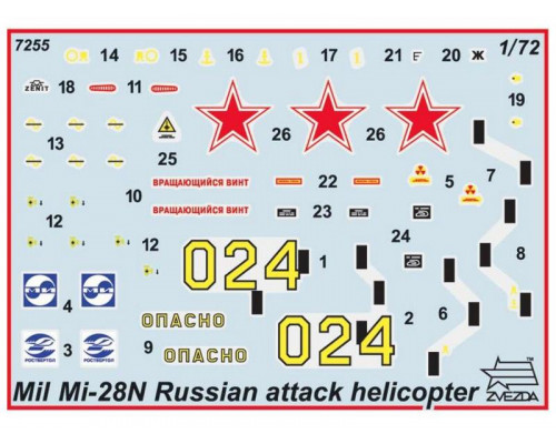 Сборная модель ZVEZDA Российский ударный вертолет Ми-28НЭ Ночной охотник, 1/72