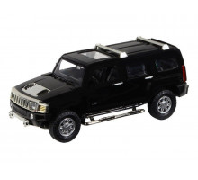 Машина "АВТОПАНОРАМА" Hummer H3, черный, 1/32, свет, звук, инерция, в/к 17,5*13,5*9 см