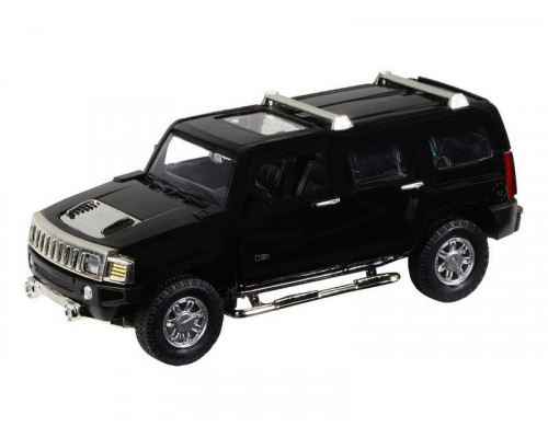 Машина АВТОПАНОРАМА Hummer H3, черный, 1/32, свет, звук, инерция, в/к 17,5*13,5*9 см