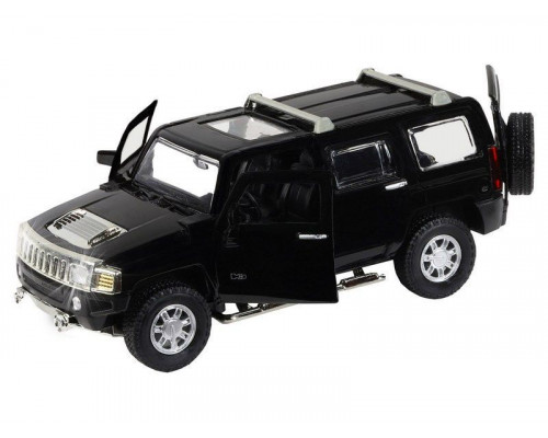 Машина АВТОПАНОРАМА Hummer H3, черный, 1/32, свет, звук, инерция, в/к 17,5*13,5*9 см