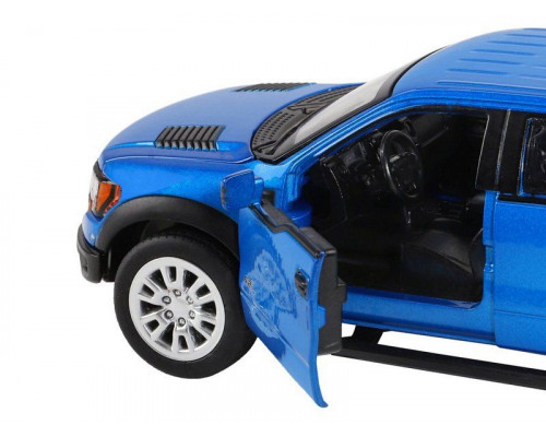 Машина АВТОПАНОРАМА Ford F-150 SVT Raptor, синий, 1/34, свет, звук, инерция, в/к 20*10*11 см