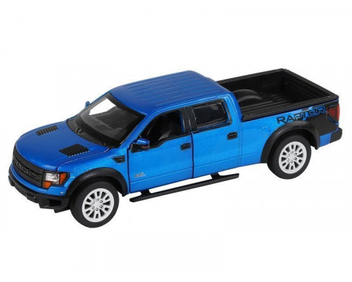 Машина АВТОПАНОРАМА Ford F-150 SVT Raptor, синий, 1/34, свет, звук, инерция, в/к 20*10*11 см