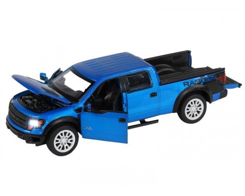 Машина АВТОПАНОРАМА Ford F-150 SVT Raptor, синий, 1/34, свет, звук, инерция, в/к 20*10*11 см