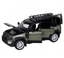 Машина "АВТОПАНОРАМА" Land Rover Defender 110, 1/32, зеленый, свет, звук, в/к 17,5*13,5*9 см