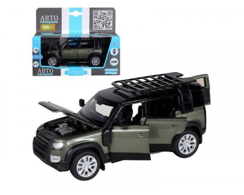 Машина АВТОПАНОРАМА Land Rover Defender 110, 1/32, зеленый, свет, звук, в/к 17,5*13,5*9 см