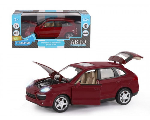 Машина АВТОПАНОРАМА Porsche Cayenne S, бордовый, 1/24, в/к 24,5*12,5*10,5 см