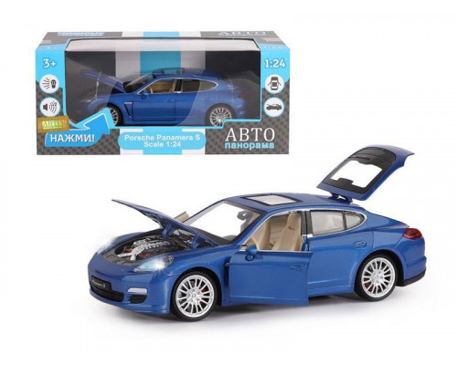 Машина АВТОПАНОРАМА Porsche Panamera S, синий, 1/24, свет, звук, в/к 24,5*12,5*10,5 см