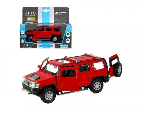 Машина АВТОПАНОРАМА Hummer H3, красный, 1/32, свет, звук, инерция, в/к 17,5*13,5*9 см