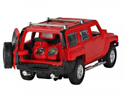 Машина АВТОПАНОРАМА Hummer H3, красный, 1/32, свет, звук, инерция, в/к 17,5*13,5*9 см