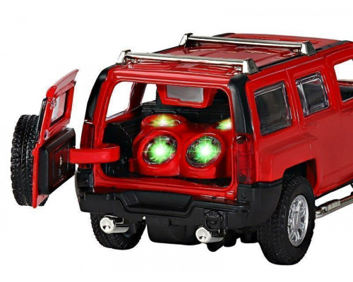 Машина АВТОПАНОРАМА Hummer H3, красный, 1/32, свет, звук, инерция, в/к 17,5*13,5*9 см