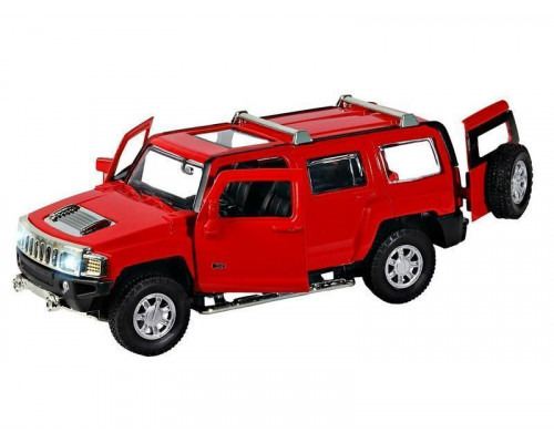 Машина АВТОПАНОРАМА Hummer H3, красный, 1/32, свет, звук, инерция, в/к 17,5*13,5*9 см