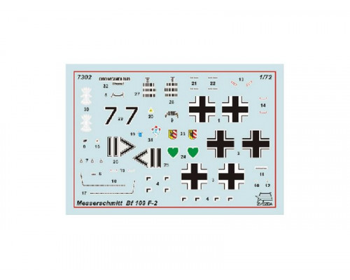 Сборная модель ZVEZDA Немецкий истребитель Мессершмитт Bf-109F2 (сборка без клея), 1/72