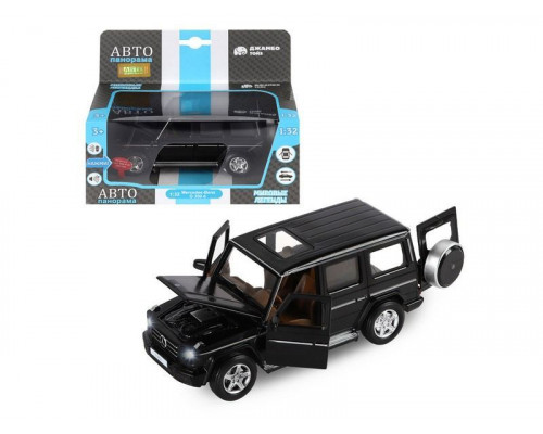 Машина АВТОПАНОРАМА Mercedes-Benz G350d, черный, 1/32, свет, звук, инерция, в/к 18*9*13,5 см