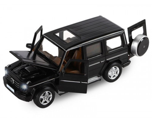 Машина АВТОПАНОРАМА Mercedes-Benz G350d, черный, 1/32, свет, звук, инерция, в/к 18*9*13,5 см