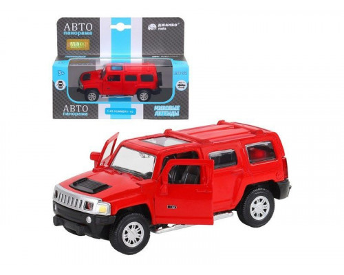 Машина АВТОПАНОРАМА Hummer H3, красный, 1/43, инерция, в/к 17,5*12,5*6,5 см