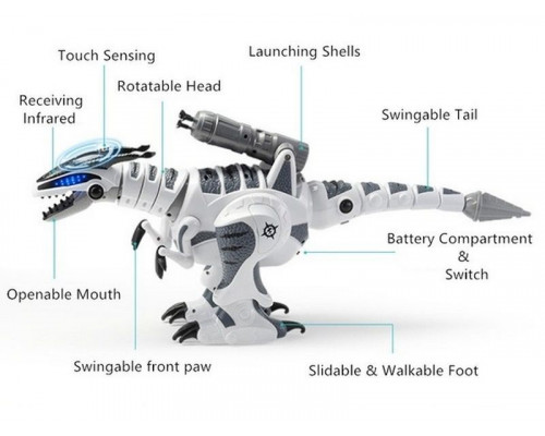 Радиоуправляемый робот-динозавр LENENG TOYS K9 Dinosaur звук, свет, танцы, сенсор, стреляет