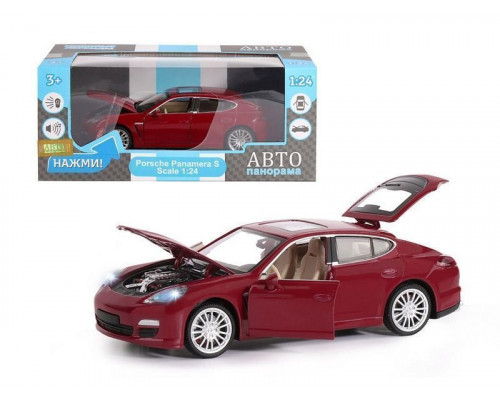 Машина АВТОПАНОРАМА Porsche Panamera S, красный, 1/24, в/к 24,5*12,5*10,5 см