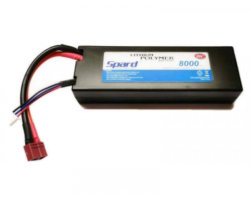 Аккумулятор Li-Po Spard 8000mAh, 7,4V, 25C, T‐plug для Remo Hobby и Himoto 1/10, 1/8