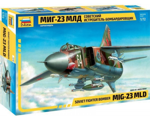 Сборная модель ZVEZDA Советский истребитель-бомбардировщик МиГ-23МЛД, 1/72