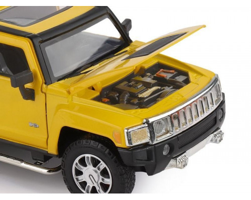 Машина АВТОПАНОРАМА Hummer H3, желтый, 1/24, свет, звук, в/к 24,5*12,5*10,5 см