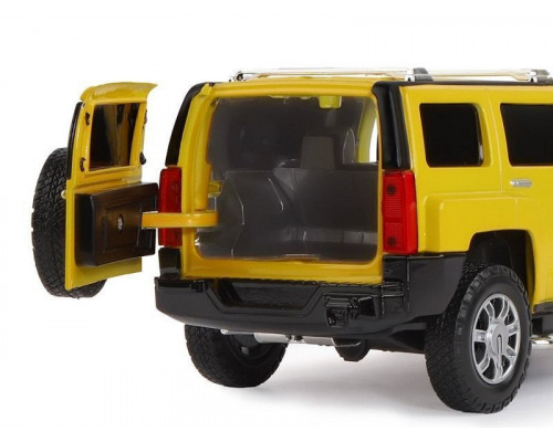 Машина АВТОПАНОРАМА Hummer H3, желтый, 1/24, свет, звук, в/к 24,5*12,5*10,5 см