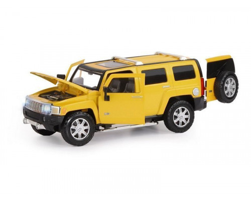 Машина АВТОПАНОРАМА Hummer H3, желтый, 1/24, свет, звук, в/к 24,5*12,5*10,5 см