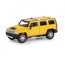 Машина "АВТОПАНОРАМА" Hummer H3, желтый, 1/24, свет, звук, в/к 24,5*12,5*10,5 см