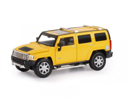 Машина АВТОПАНОРАМА Hummer H3, желтый, 1/24, свет, звук, в/к 24,5*12,5*10,5 см