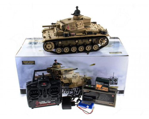 Р/У танк Heng Long 1/16 Panzerkampfwagen III (Германия) 2.4G RTR PRO песочный