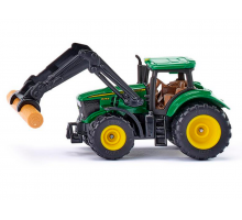 Трактор Siku 1540 John Deere с фронтальным погрузчиком для захвата брёвен