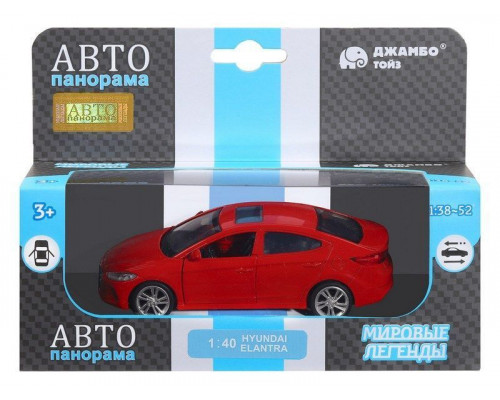 Машина АВТОПАНОРАМА HYUNDAI ELANTRA, красный, 1/40, инерция, в/к 17,5*12,5*6,5 см