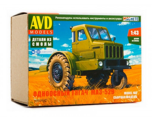 Сборная модель AVD Одноосный тягач МАЗ-529, 1/43