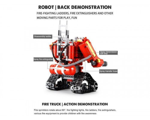 Радиоуправляемый конструктор CADA 2 в 1 пожарный робот-трансформер (538 деталей)