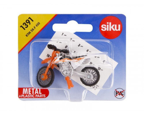 Мотоцикл Siku 1391 KTM SX-F 450 кроссовый 1/87, 5.6 см, оранжевый/белый