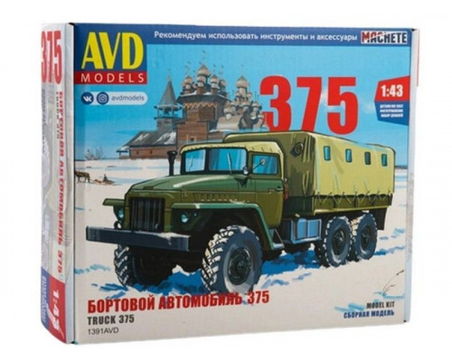 Сборная модель AVD Автомобиль 375 бортовой с тентом, 1/43