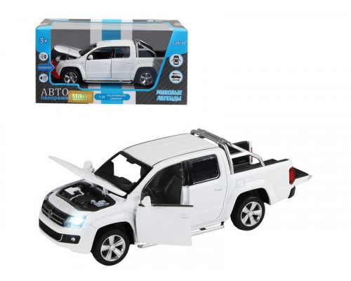 Машина АВТОПАНОРАМА Volkswagen Amarok, белый, 1/30, свет, звук, инерция, в/к 20*10*11 см