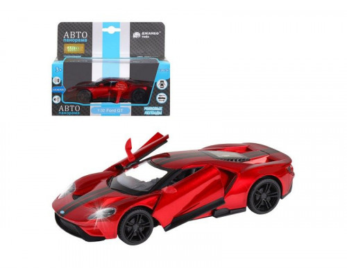 Машина АВТОПАНОРАМА Ford GT, красный, 1/32, свет, звук, инерция, в/к 17,5*12,5*6,5 см