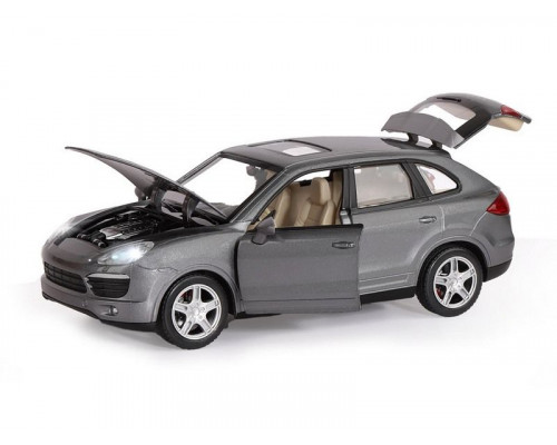 Машина АВТОПАНОРАМА Porsche Cayenne S, серый, 1/24, свет, звук, в/к 24,5*12,5*10,5 см