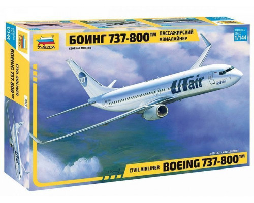 Сборная модель ZVEZDA Пассажирский авиалайнер Боинг 737-800, 1/144